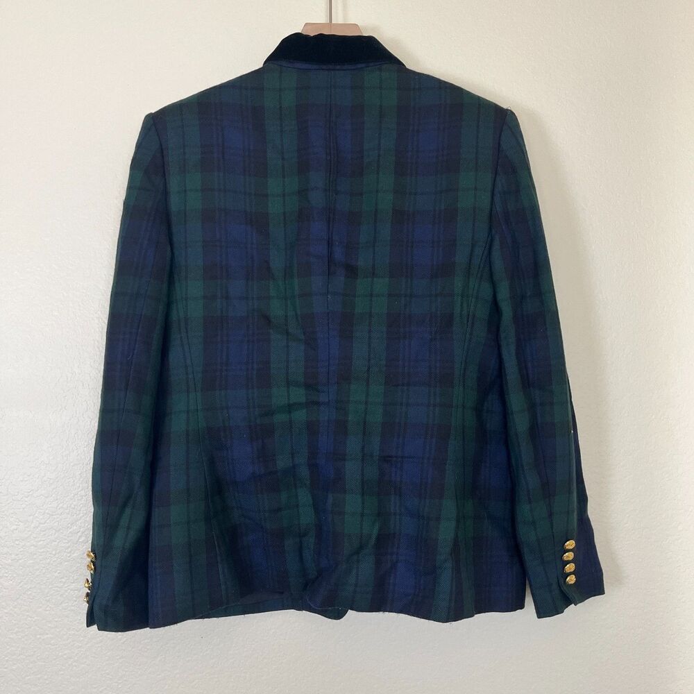 Vintage Lauren Ralph Lauren Women Size 14 Tartan Plaid Wool Blazer Jacket USA - Picture 4 of 15